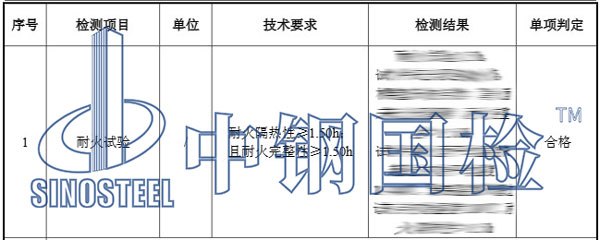 防火窗检测结果
