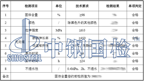 防水涂料检测项目结果