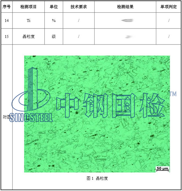 不锈钢晶粒度检测项目结果