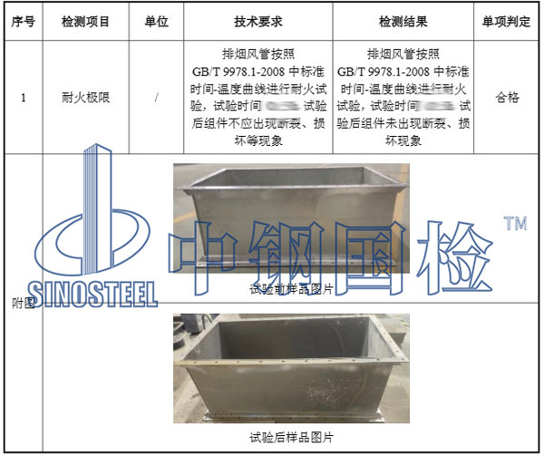 排烟风管耐火检测结果