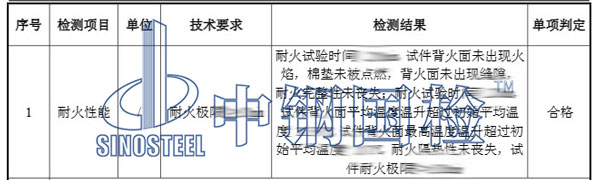 建材防火检测项目结果