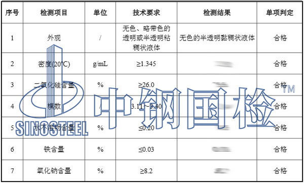 水玻璃检测项目结果