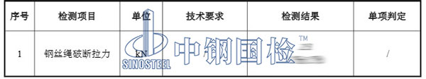 钢丝绳拉力检测结果