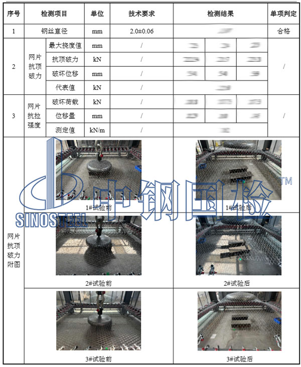 被动防护网检测项目结果