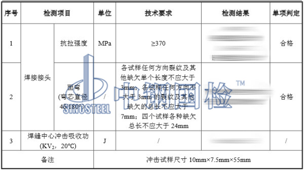 钢结构焊接工艺试件检测结果
