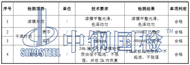 自喷漆检测项目结果