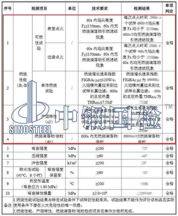 燃烧试验检测项目结果