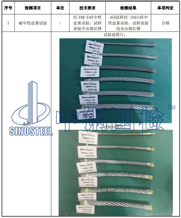 钢丝绳盐雾试验项目结果