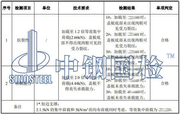 检测项目结果