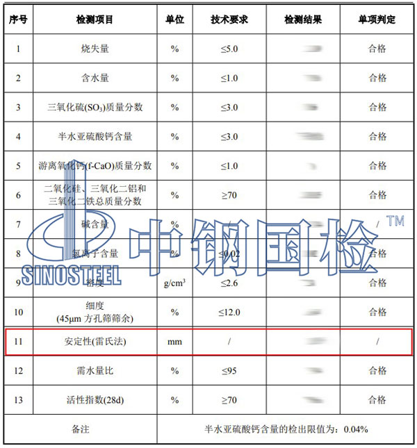 粉煤灰安定性检测项目结果