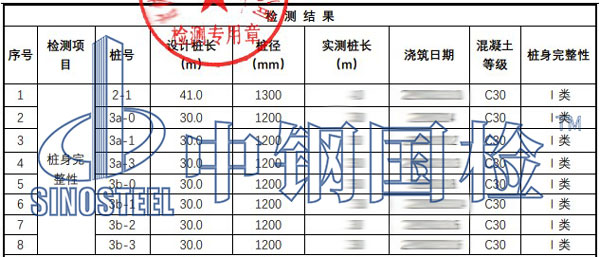 检测项目结果