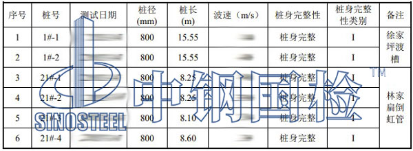 低应变测试结果汇总表