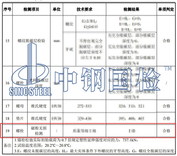 螺栓探伤检测结果