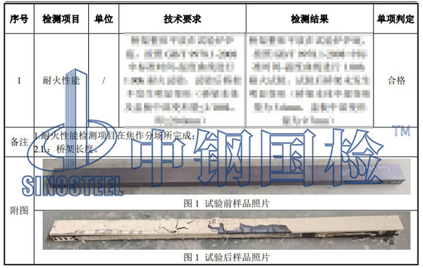 防火桥架检测项目结果