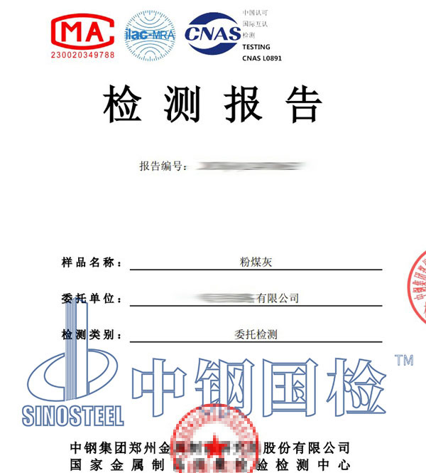 粉煤灰检测报告