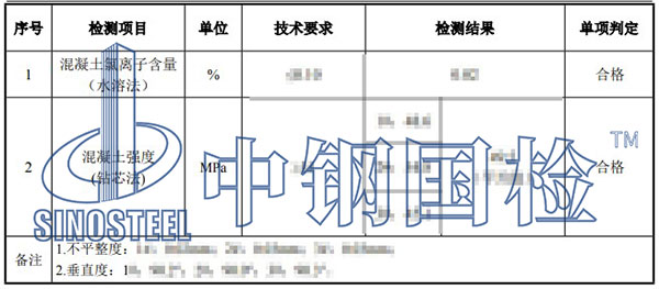 混凝土芯样检测项目结果
