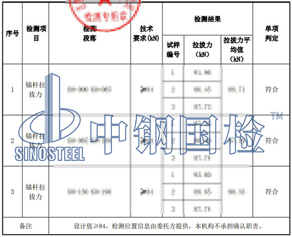 锚杆拉拔试验检测报告