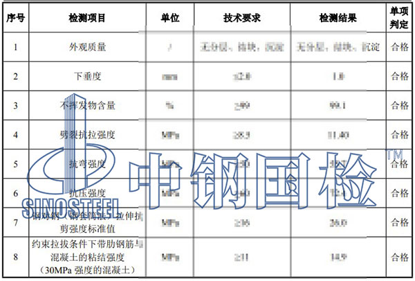 结构加固材料检测项目结果