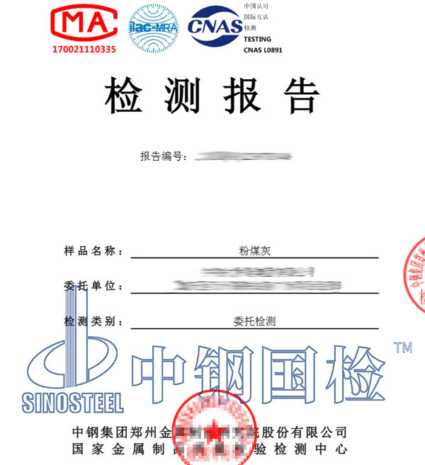 粉煤灰检测报告