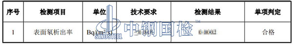 材料表面氡析出率检测项目结果