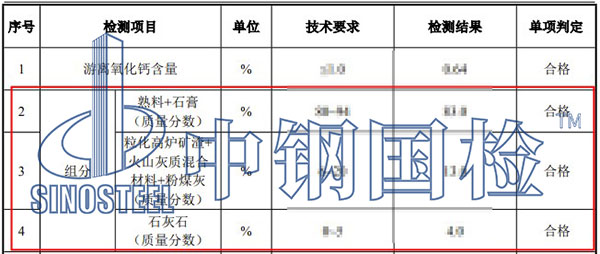 水泥组分检测结果