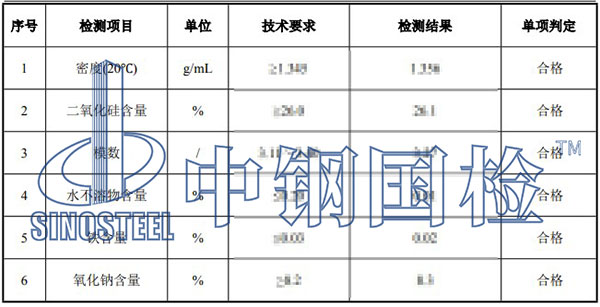 水玻璃检测项目结果