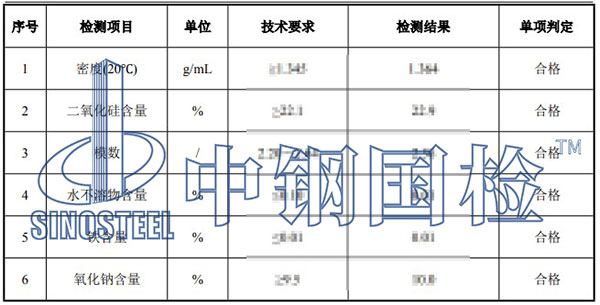 水玻璃密度检测项目结果