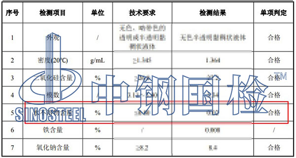 水玻璃水不溶物检测项目结果