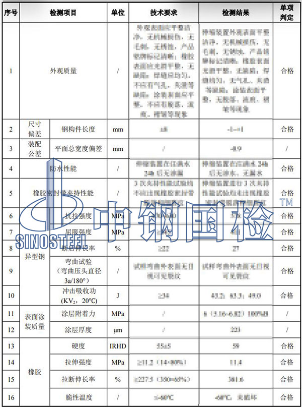 伸缩装置检测项目结果