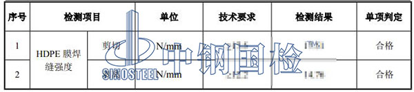 hdpe膜焊接检测项目结果
