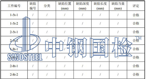 钢包检测项目结果